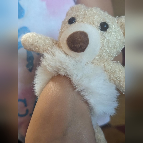 Teddy Bear w Fur belly Hair Scrunchie - Khaki - Picture 9 of 11